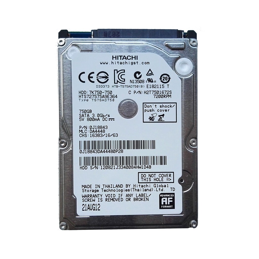Hitachi 750GB HTS727575A9E364 7200RPM 16MB SATA 2.5" Laptop Hard Disk Drive