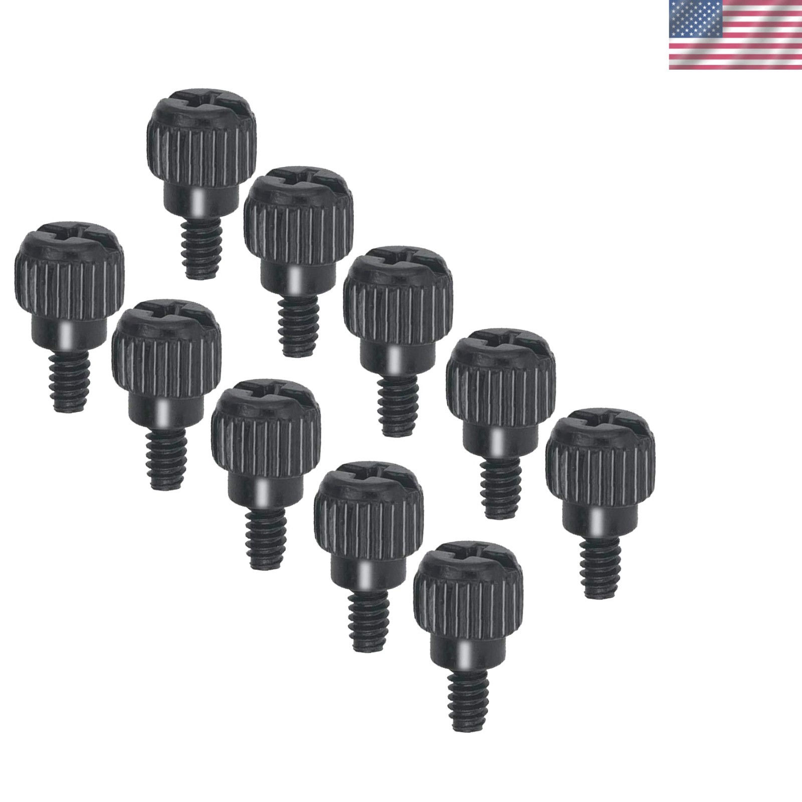 10-Pack Black Aluminum Thumb Screws #6-32 - Effortless PC Case Fasteners