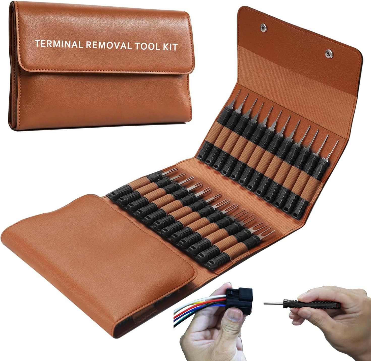48 Pcs Terminal Removal Tools with Leather Case, Depinning Tool Kit | Connector