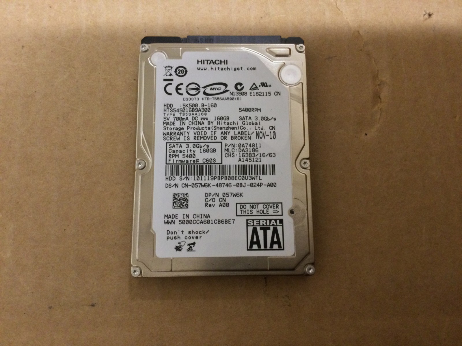 Hitachi HTS545016B9A300 160GB 2.5" SATA 5400RPM Internal Laptop HDD