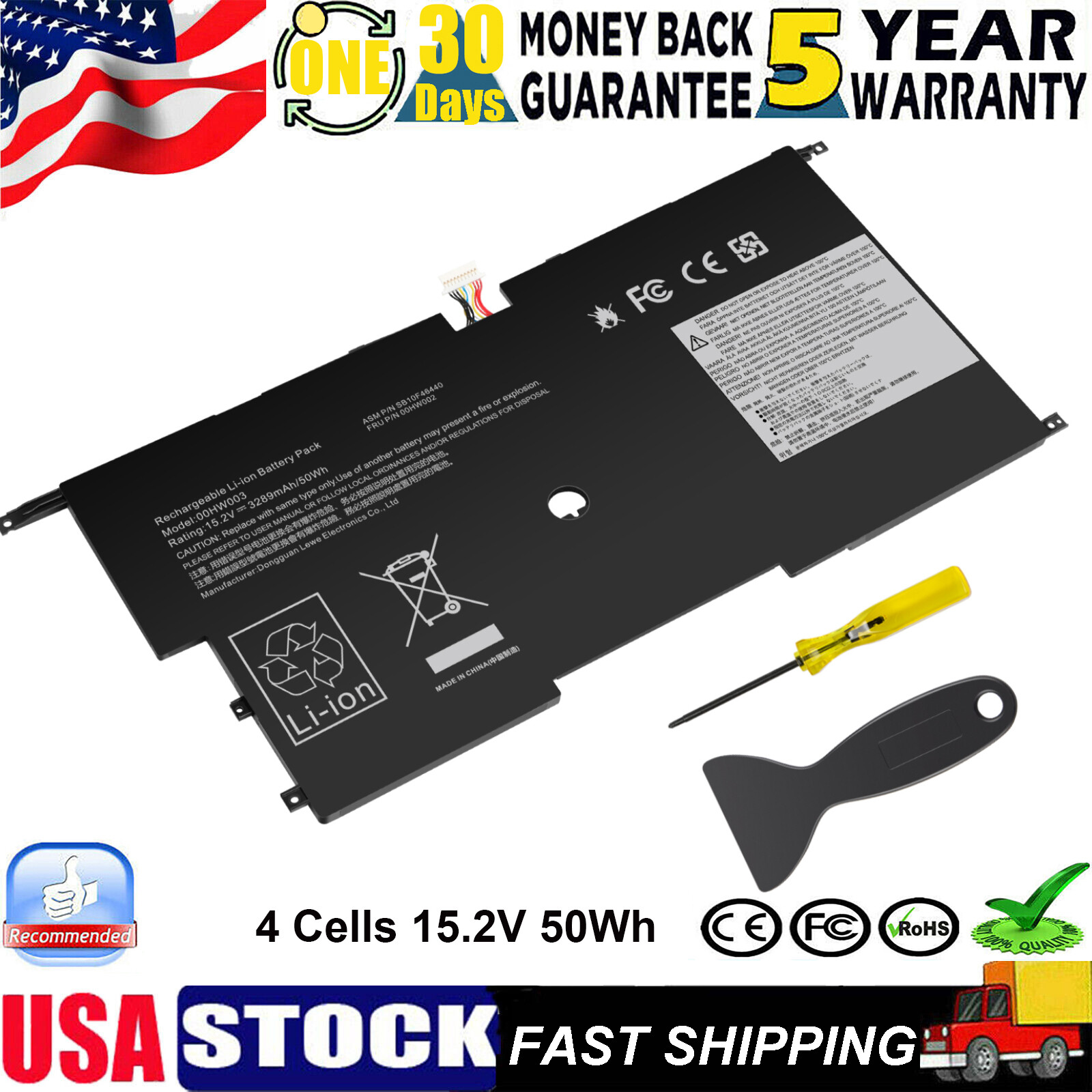 00HW002 00HW003 Battery For Lenovo ThinkPad X1 Carbon Gen 3 Series 2015 Laptop