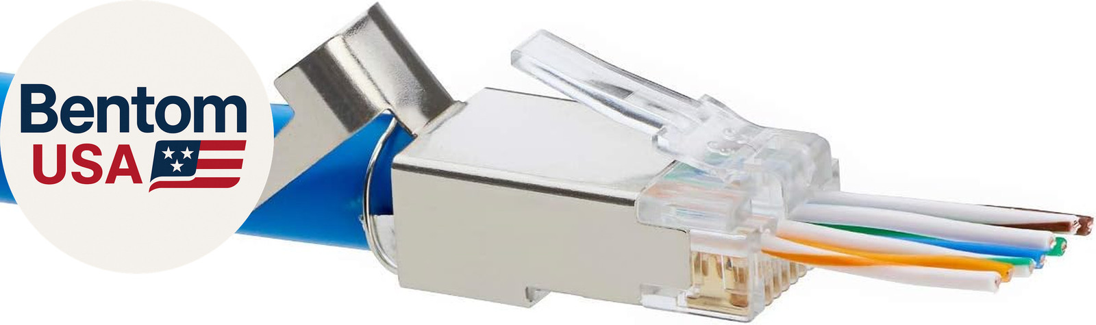 Cat6/6A RJ45 Pass through Modular Plugs, Shielded (STP) External Ground Connecto