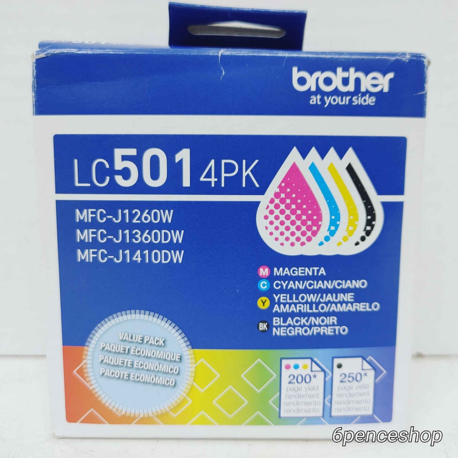 Imperfect Box-Brother LC501 4PK  Blk/C/M/Y Ink Cartridges Exp. 06/2028