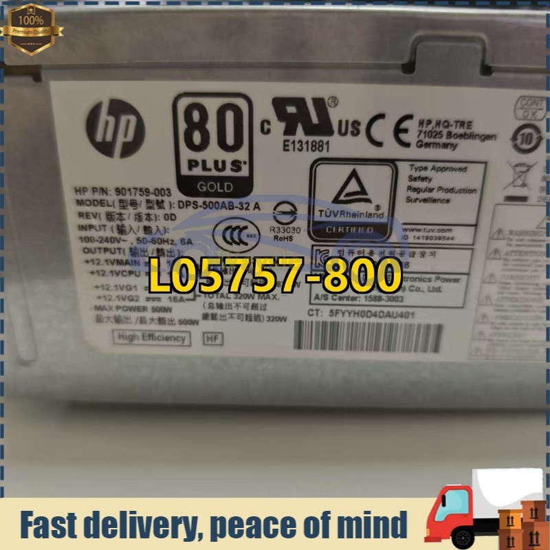 1PCS L05757-800 for HP ENVY Desktop 795-0003UR Genuine Power Supply PSU 500W Ne