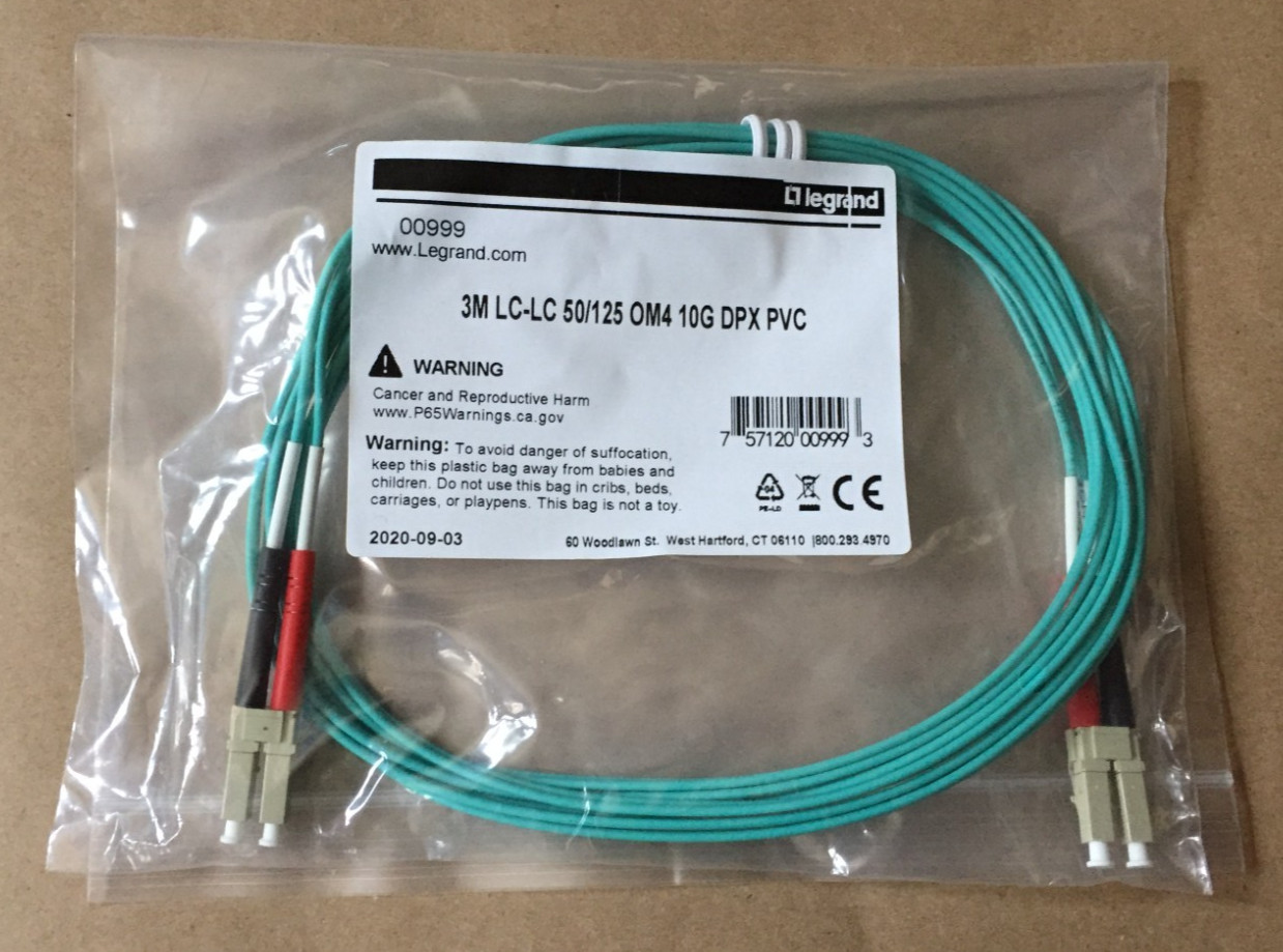 Legrand C2G 00999 3M (9.8ft) LC-LC 50/125 OM4 DUPLEX Multimode Patch Cord