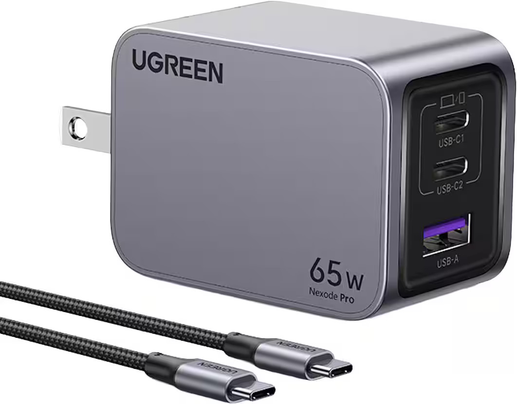 UGREEN - Nexoede Pro 65W USB-C Charger Set, PPS 3-Port Compact Foldable GaN C...