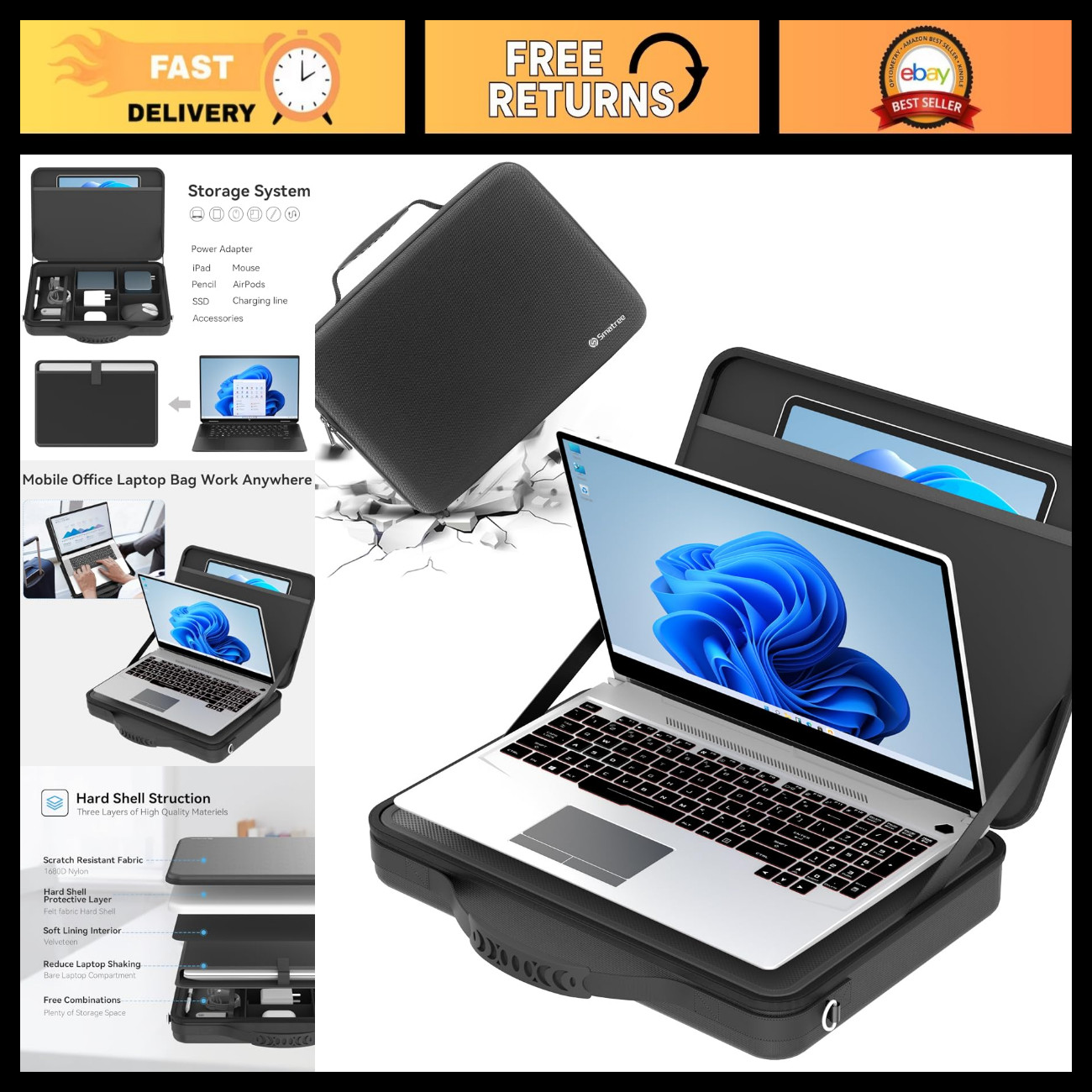 Hard Laptop Shoulder Case for 15-16" Lenovo Yoga Slim 7 Pro - Durable & Stylish