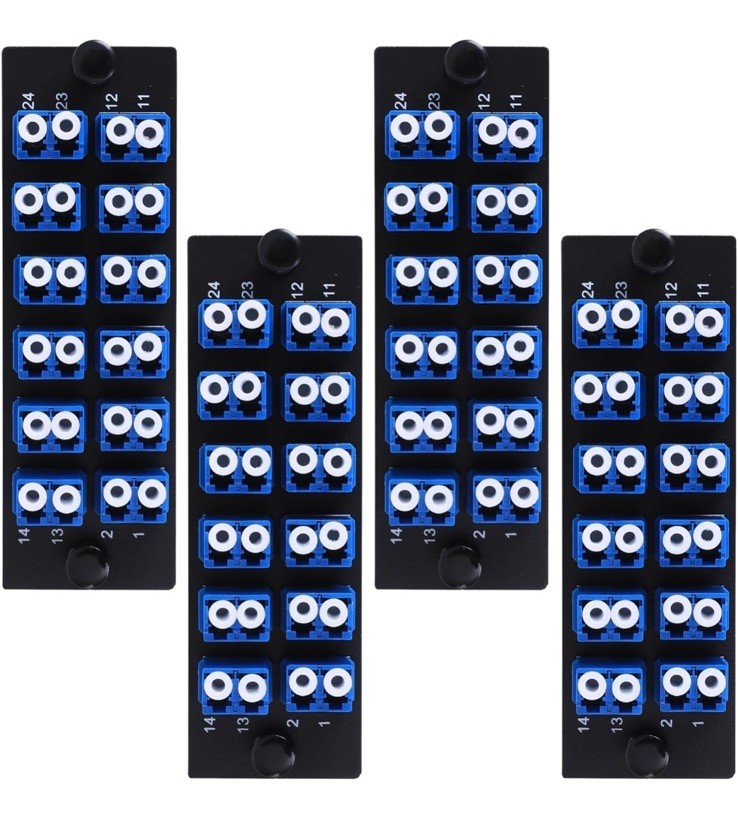 4PCS Fiber Adapter Panel 12*LC UPC Duplex SM for LGX 24 Port OS2 Plates