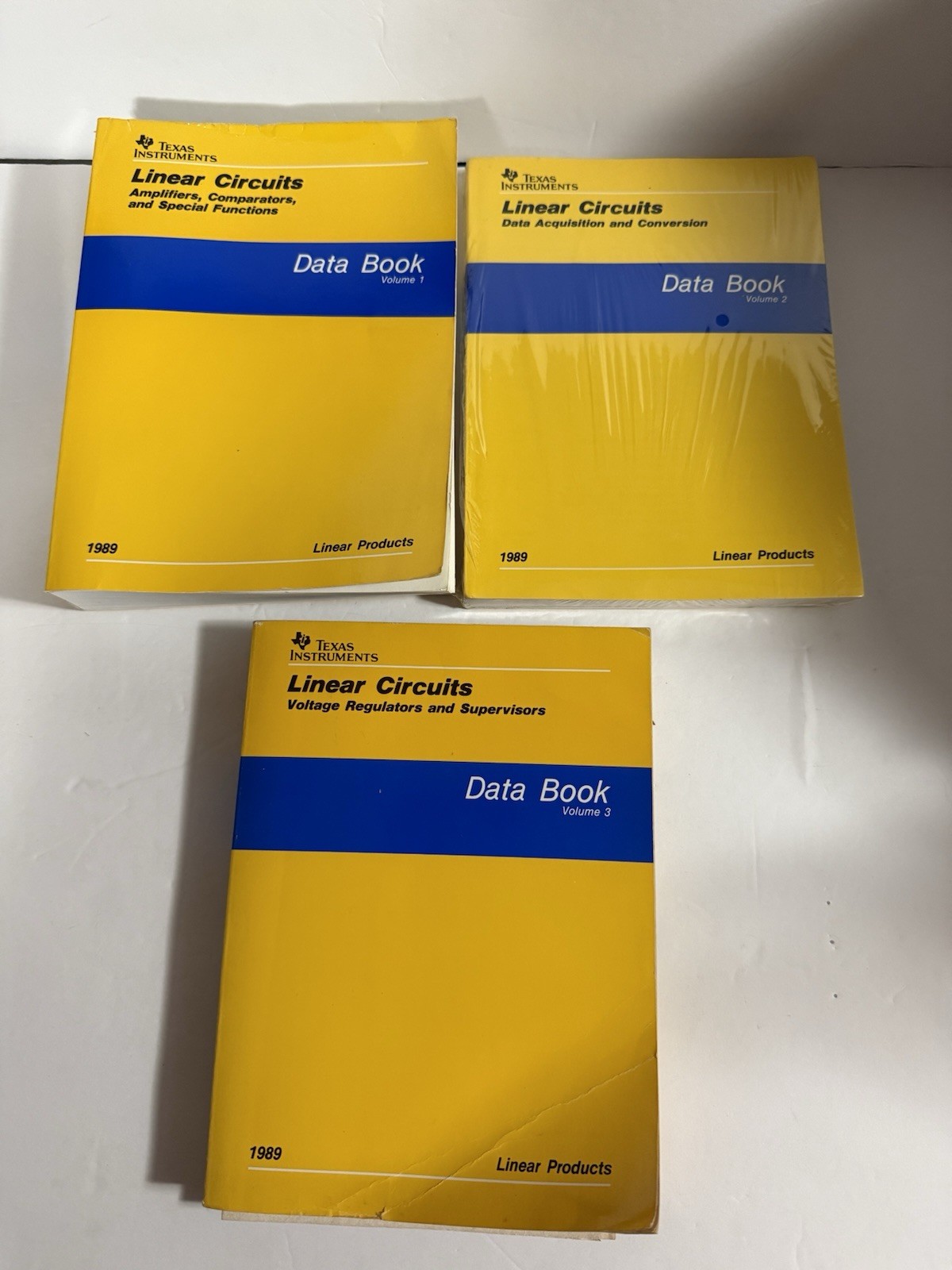 Lot of 3 Texas Instruments Linear Circuits Data Books 1989 Volumes 1, 2,& 3