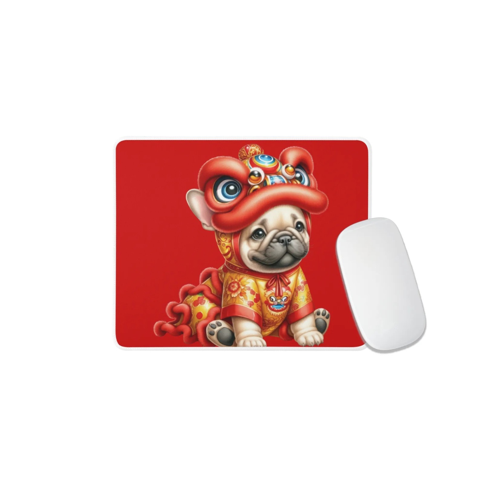 Dog Mouse Pad Red Lion Dance CNY for Office Computer Desk Gaming Laptop Desktop