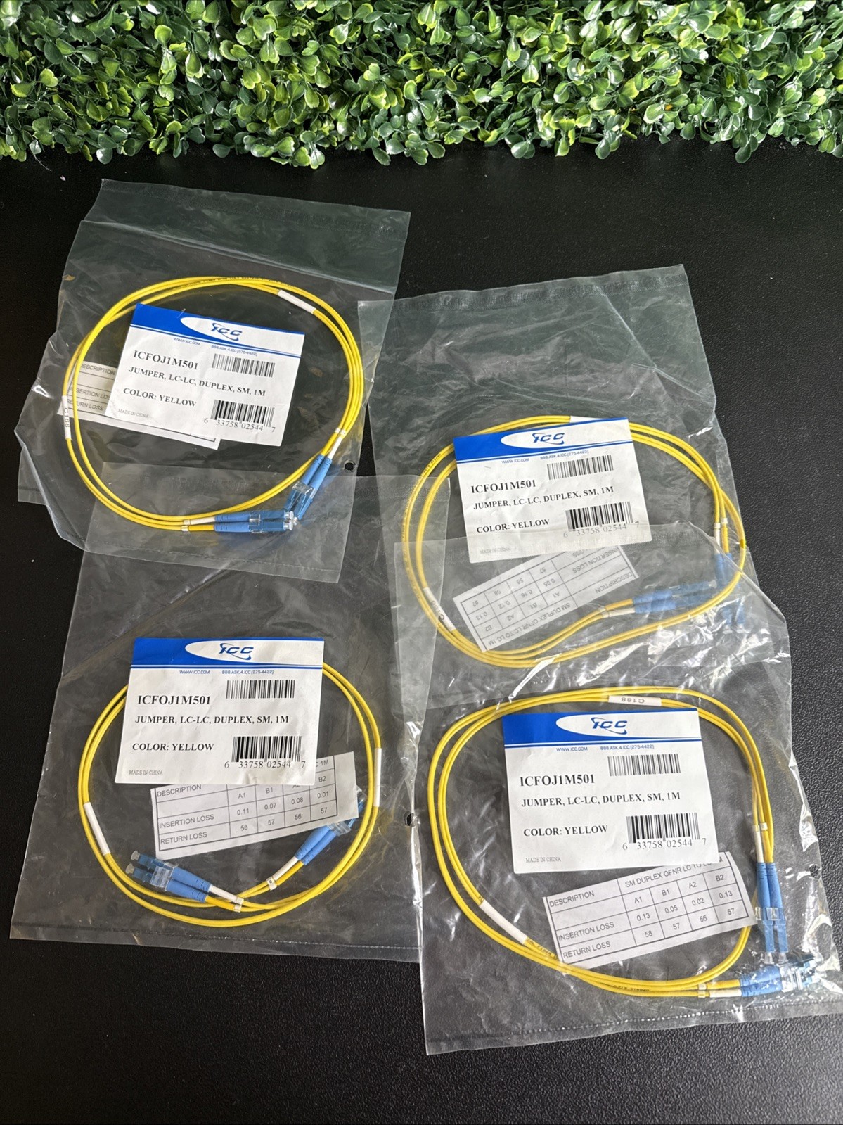 ICC ICFOJ1M501 Jumper LC-LC DUPLEX SM 1M Qty 4 New