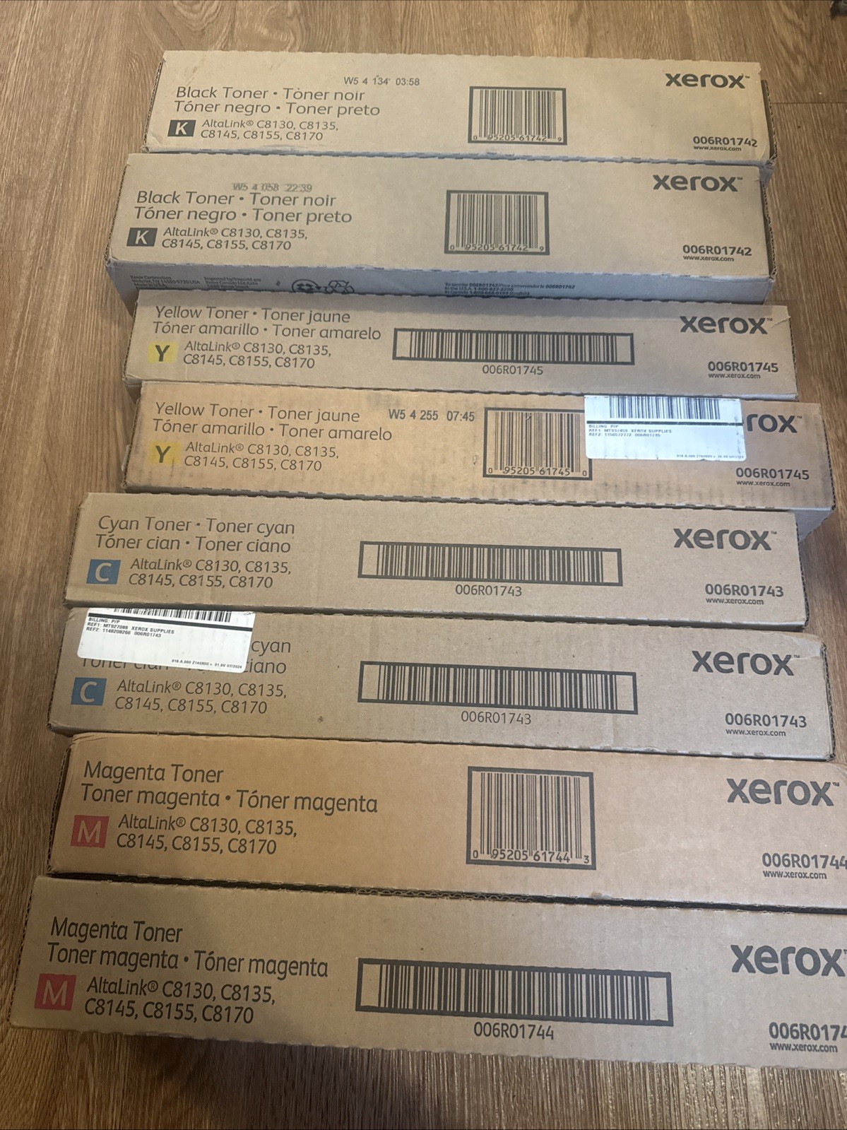 Genuine OEM Xerox Toner CMYK 2 Full Sets 006R01742 006R01743 006R01744 006R01745