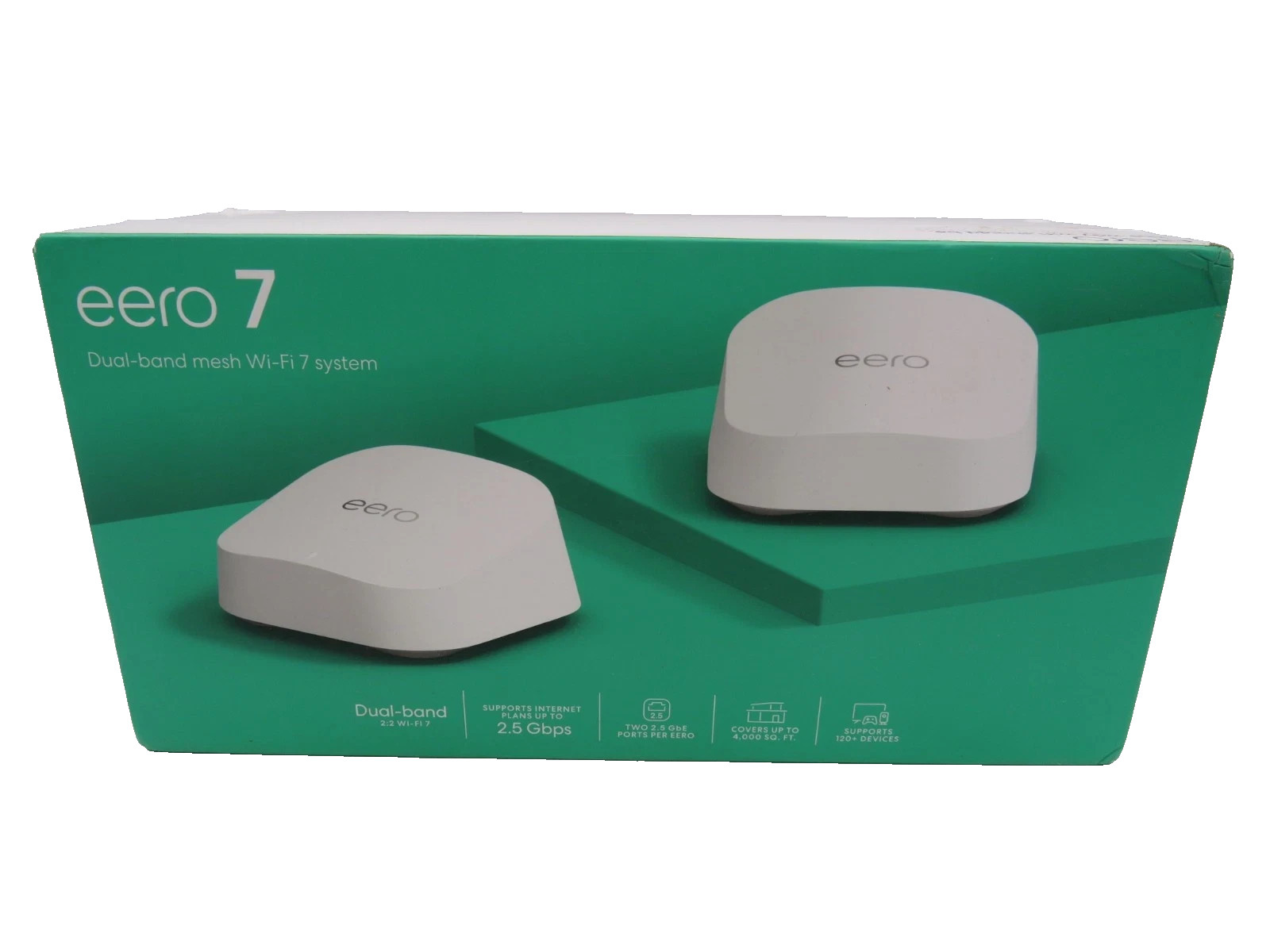 eero 7 Dual-Band Mesh Wi-Fi 7 System (2-pack): Extender with Smartphone Control