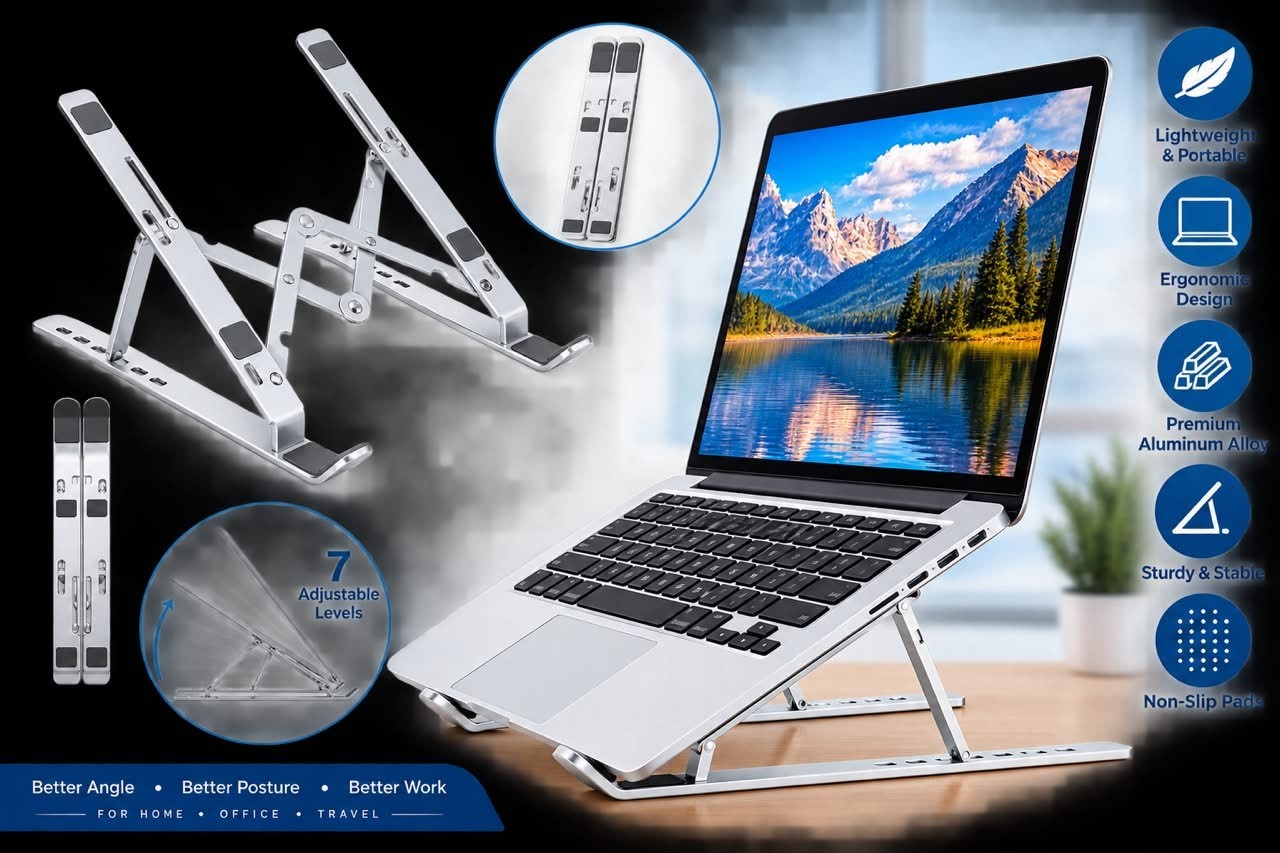 **Adjustable Aluminum Laptop Stand Ergonomic Riser Holder for MacBook PC Noteboo