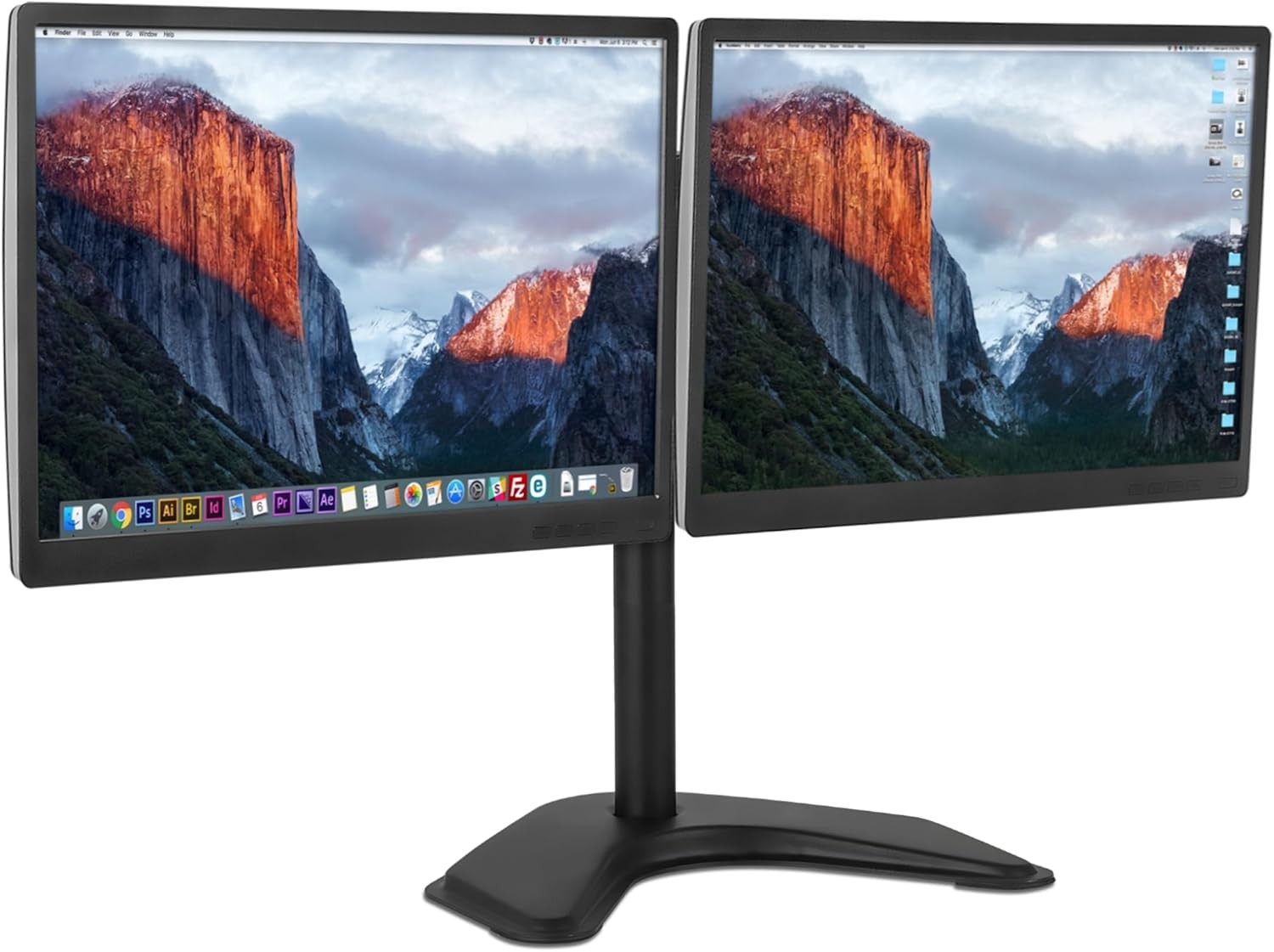 Mount-It Dual Monitor Stand for Desk - 2 Screen Mount Two Computer Black 