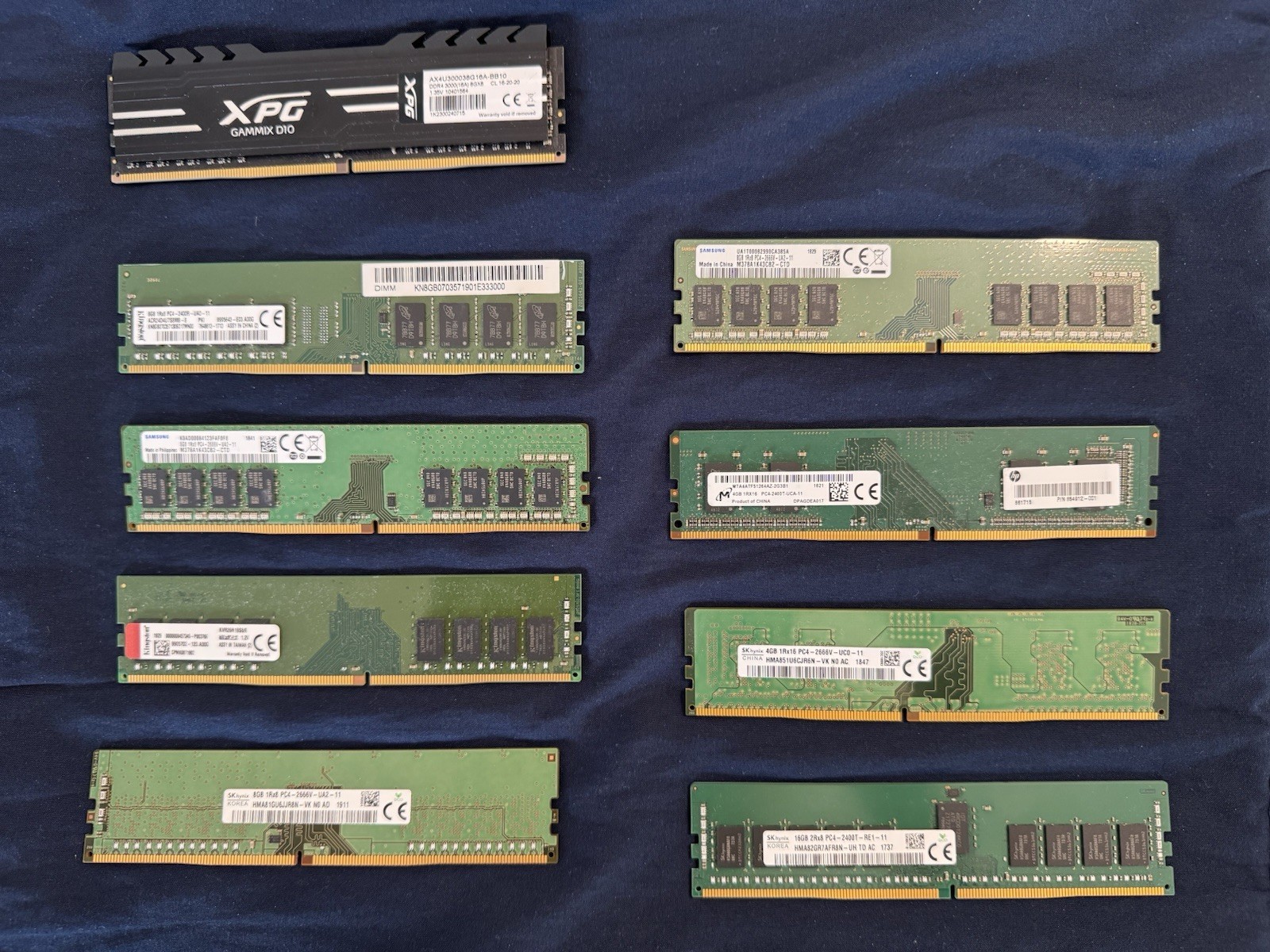 Lot of 8 DDR4 Desktop & Server RAM Sticks (4GB, 8GB, 16GB) Mixed Brands
