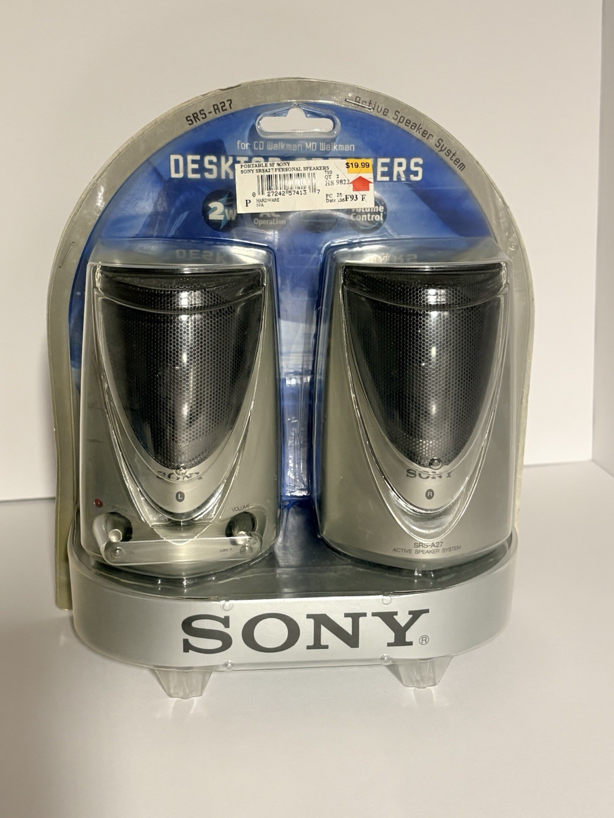 NEW Sony SRS-A27 Desktop Speakers Walkman 3.5mm Audio Input Vintage PC