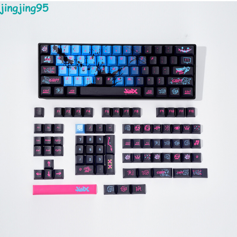League of Legends Jinx PBT Mechanical keyboard 137keys keycaps Cherry MX Gifts