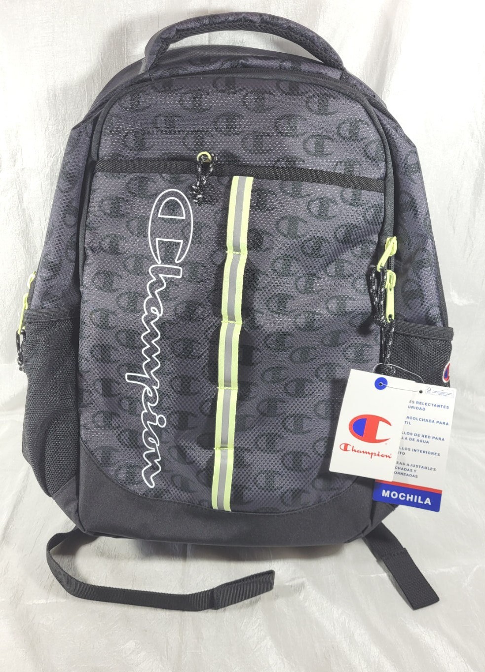 Champion Center Backpack w/ Padded Laptop Sleeve - Dark Gray