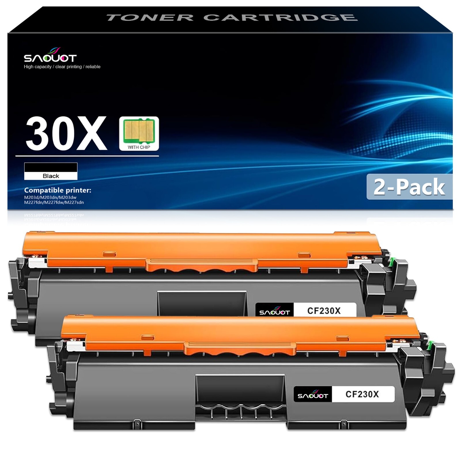 CF230A CF230X Toner For HP 30A 30X LaserJet Pro MFP M227fdw M203dn M203dw(2Pack)
