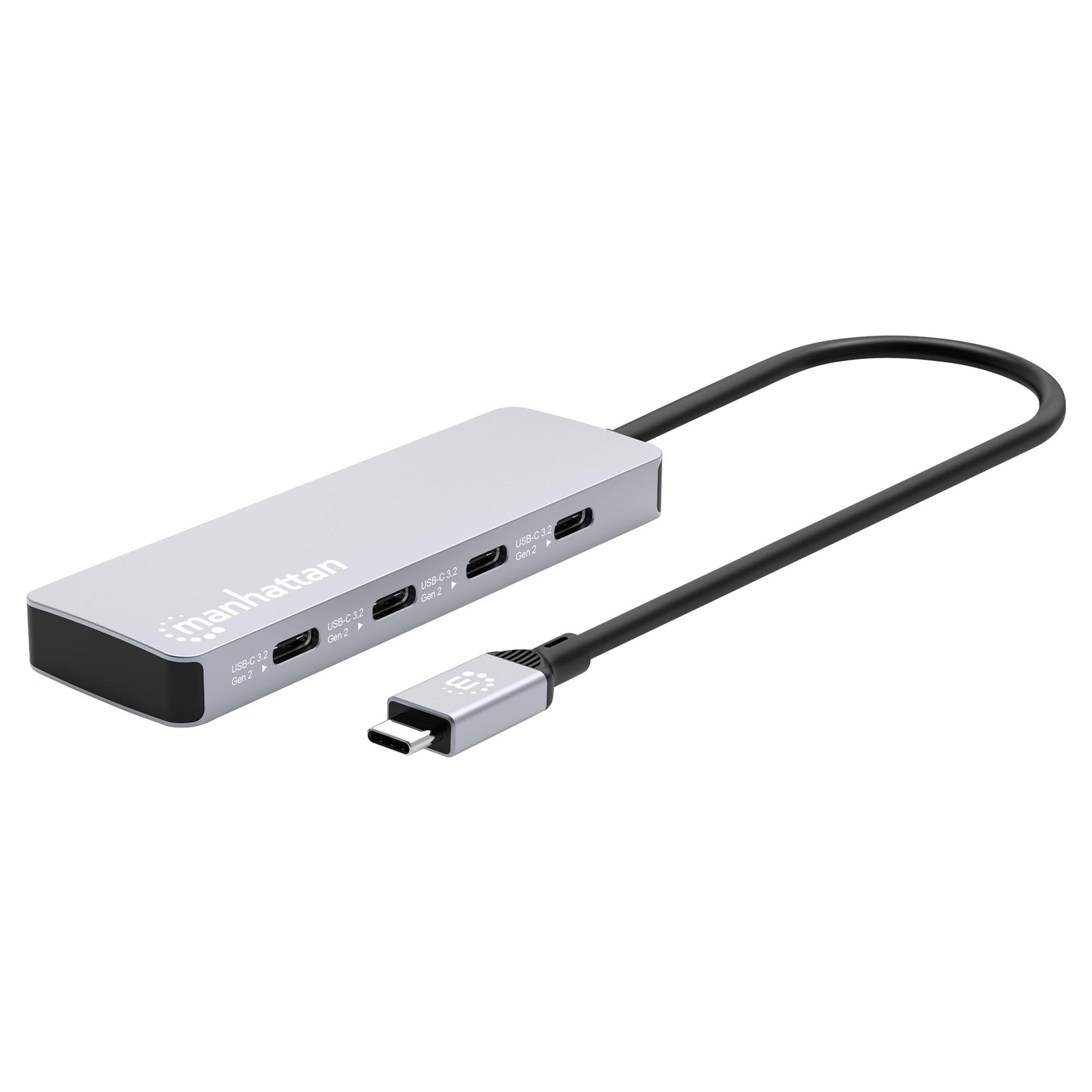 Manhattan 4-Port 10G USB-C Hub: SuperSpeed+ Connectivity for Space Gray