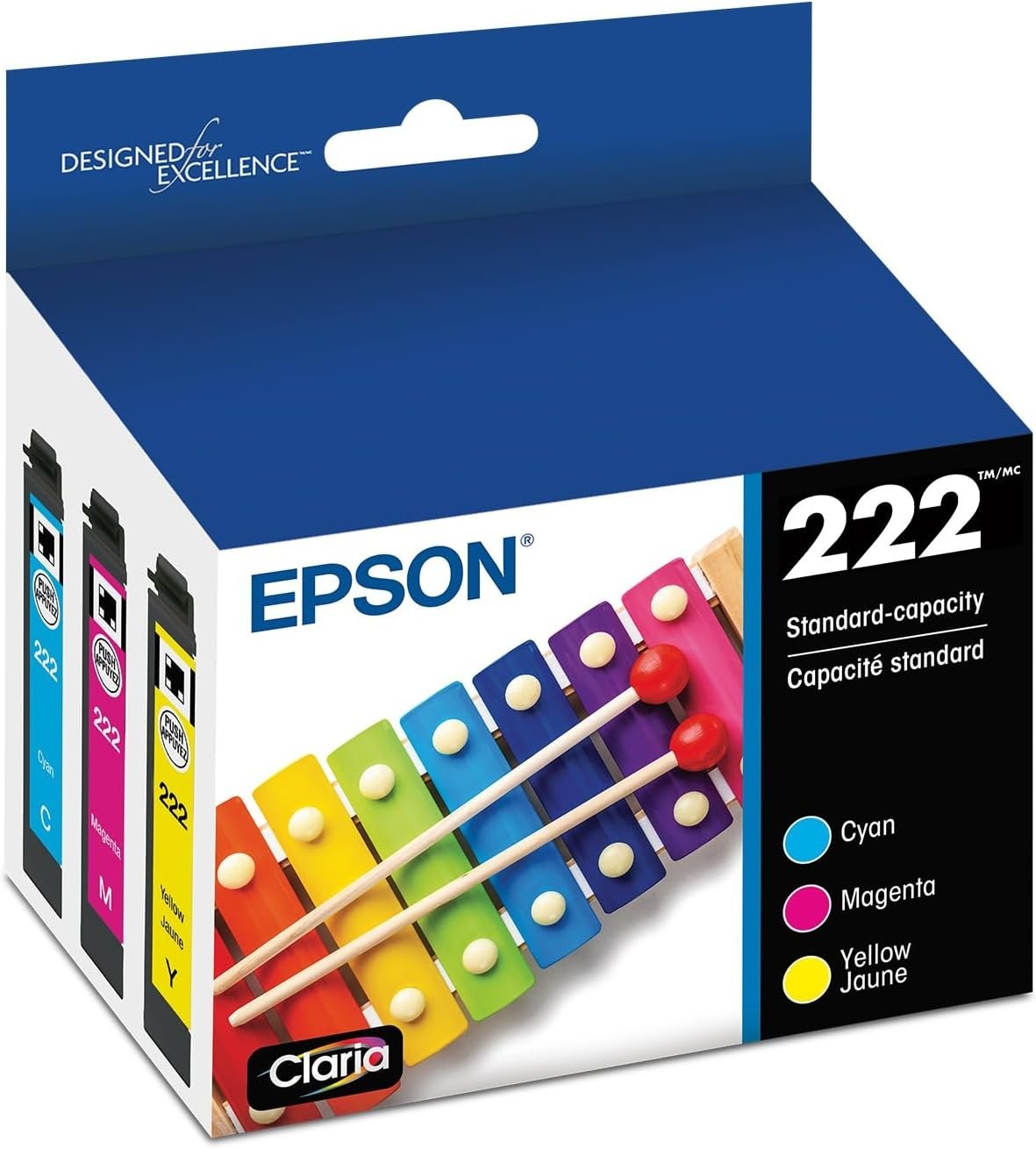 222 Claria Ink Standard Capacity Color Combo Pack (T222520-S) Works with WorkFo