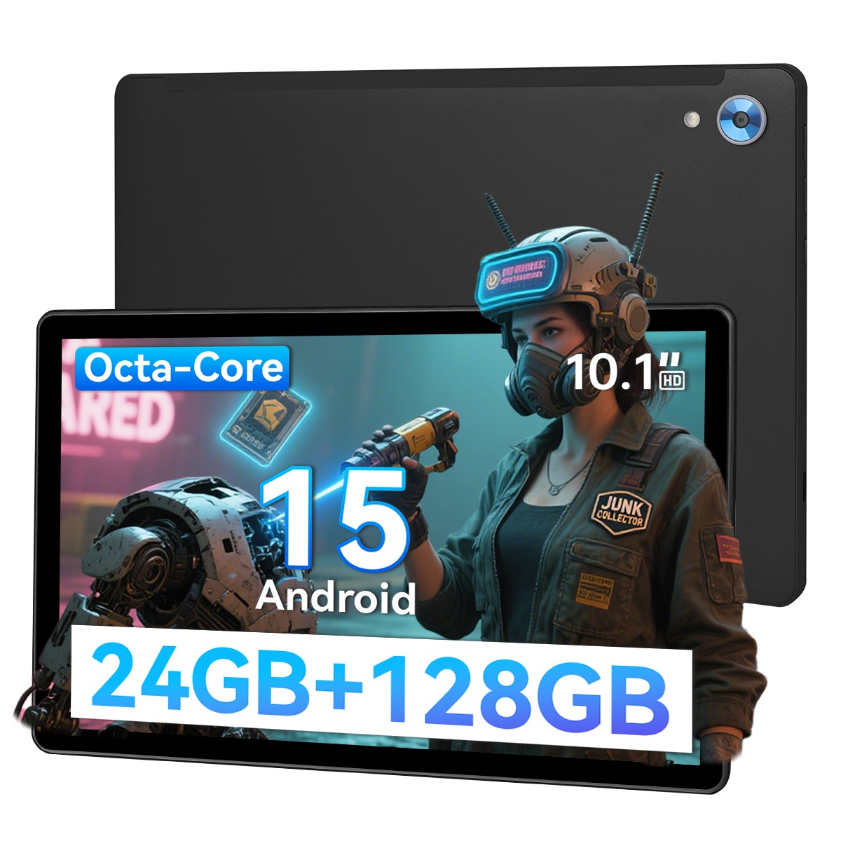 10.1 inch Android 15 Tablet 24GB+128GB IPS LCD HD Touchscreen Octa-Core WIFI