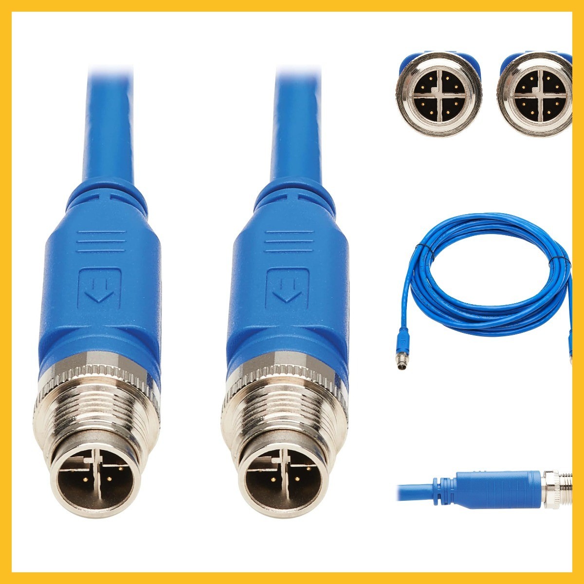 Tripp Lite M12 X-Code Cat6 Ethernet Cable Blue (M/M), 1 Gbps, UTP, UL CMR-LP Cer