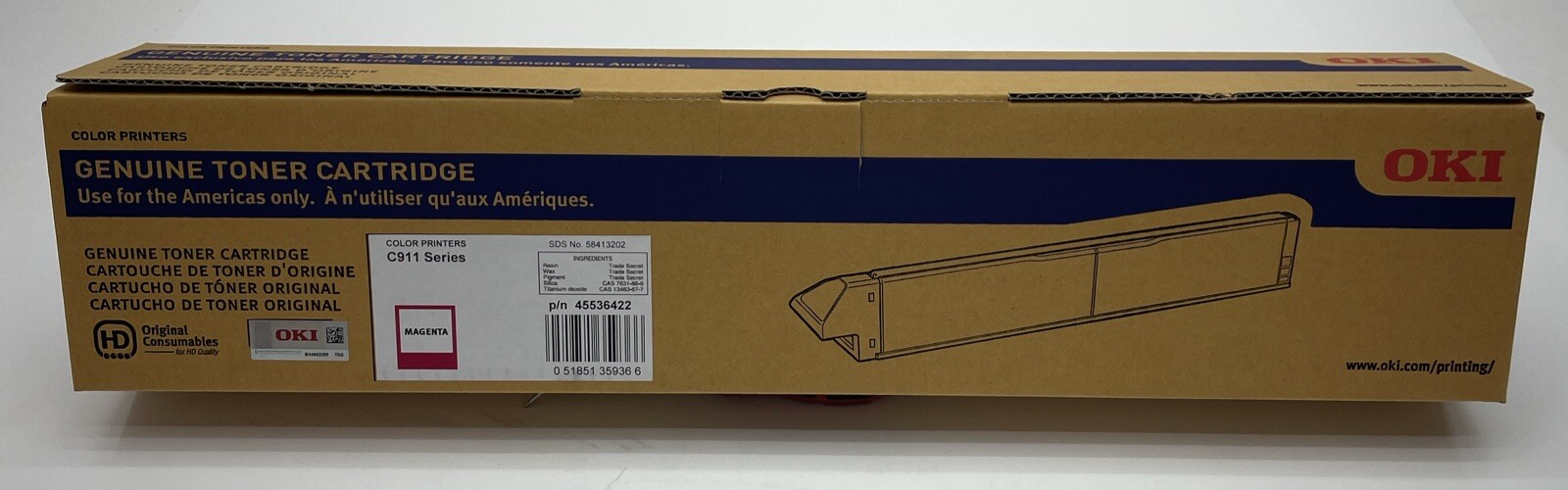 New Genuine OKI Magenta Toner Cartridge 24K YLD 45536422 C911 C911DN