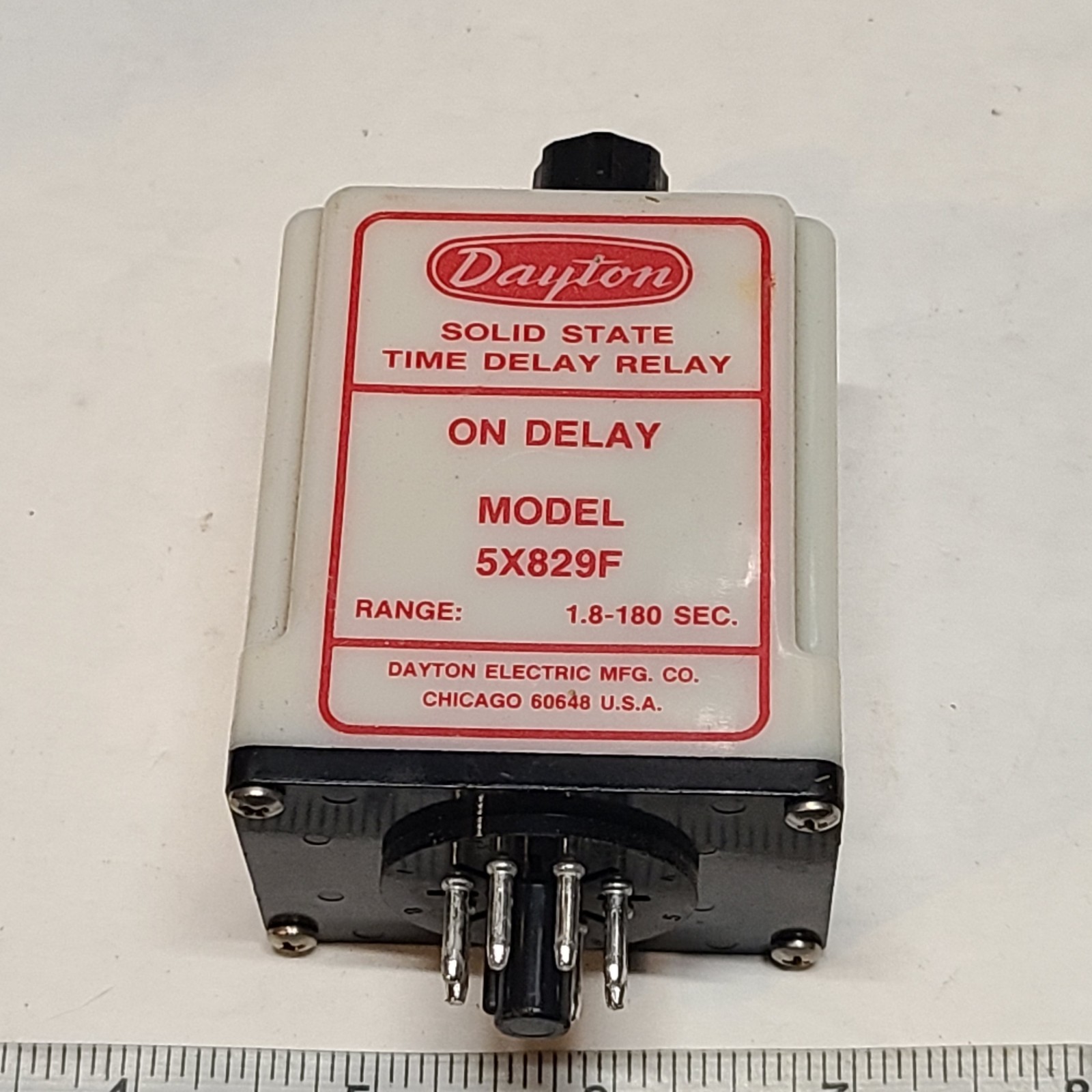 DAYTON 5X829F SOLID STATE TIME DELAY RELAY 1.8-180SEC 120VAC 50/60HZ