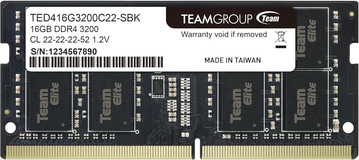 TEAMGROUP Elite DDR4 16GB Single 3200MHz PC4-25600 CL22 SODIMM 260-Pin Memory