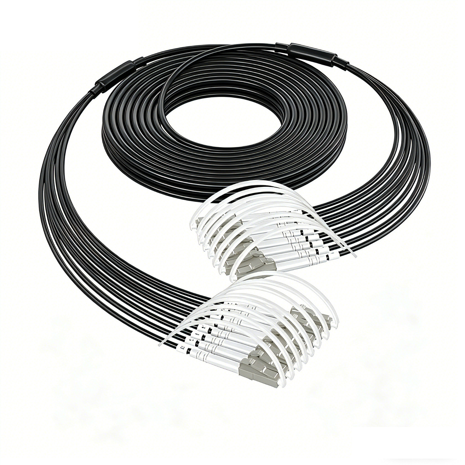 50M LC-LC UPC MM 8 Strand Armored TPU Outdoor Fiber Optic Patch Cord Field Cable