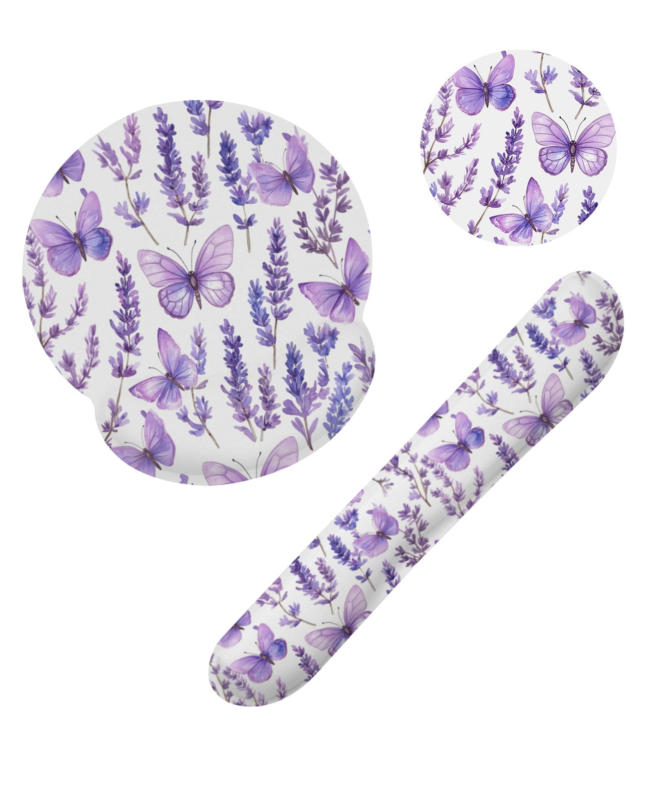 Lavender Butterfly Mouse Pad with Wrist Rest and Keyboard Wrist Rest Set, Non...