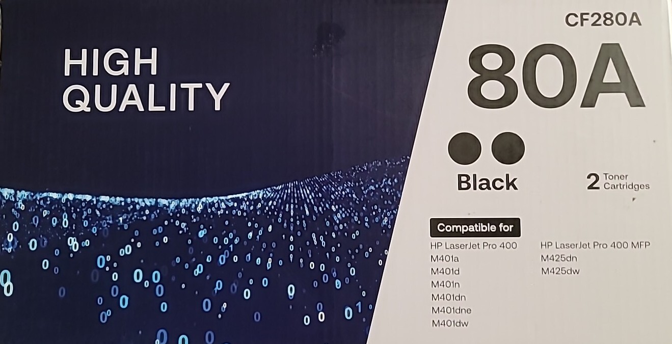 2 pack toner cartridge’s  Black CF280A High quality Open Box