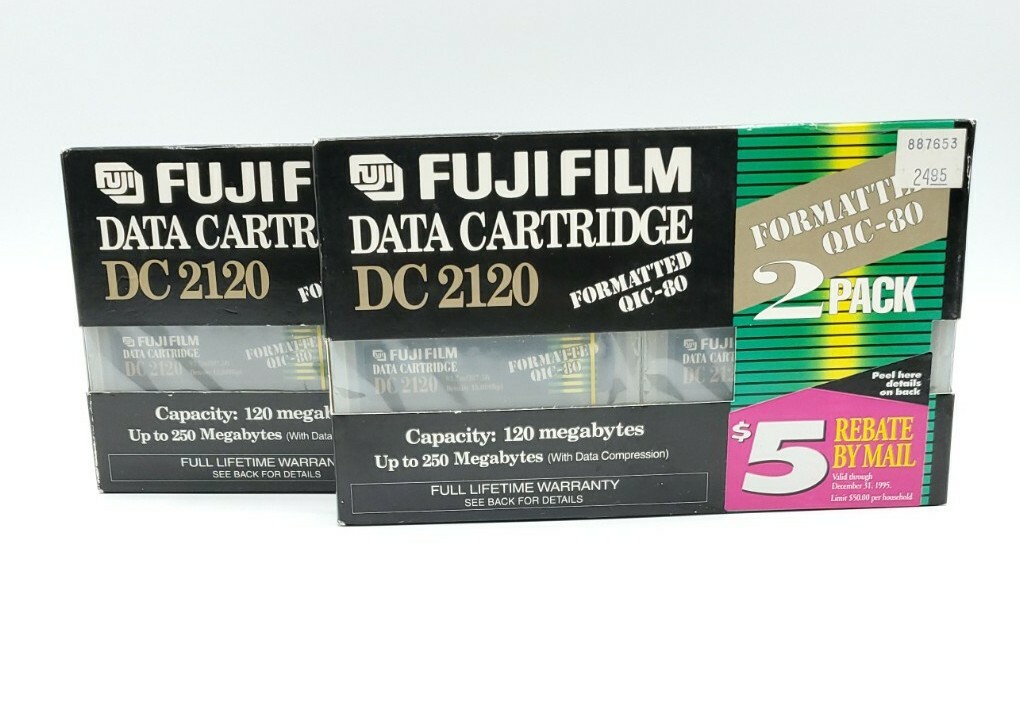 Lot of 2 Fuji Film 2-Pack DC 2120 Data Cartridge 120MB QIC-80 Formatted Sealed