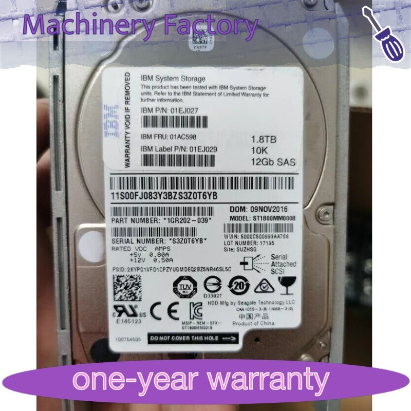 1PCS FOR FIT IBM 01EJ027 01EJ029 01AC598 1.8TB V5000 G2 V5030 10K RPM 12Gb2.5"S