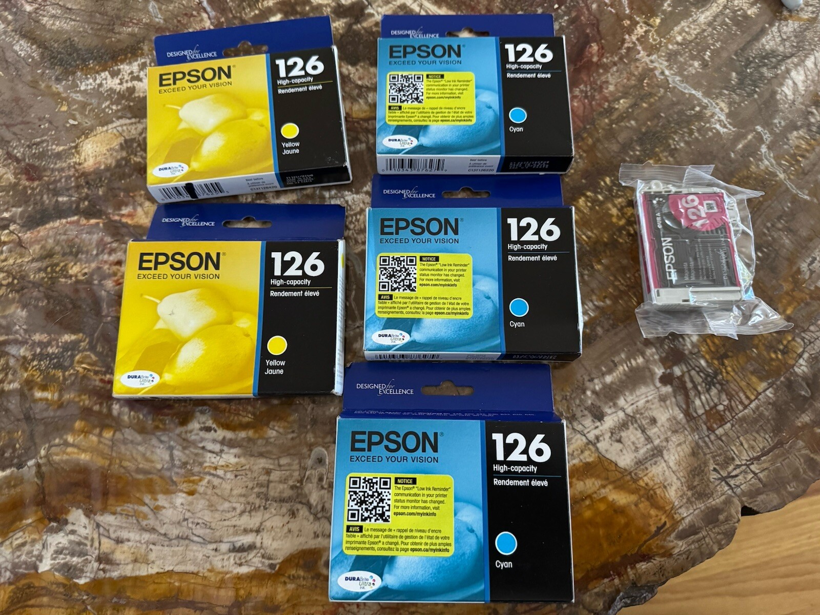 Lot 6x Epsom 126 Yellow, Cyan, Magenta Ink New 2024/2025 Genuine