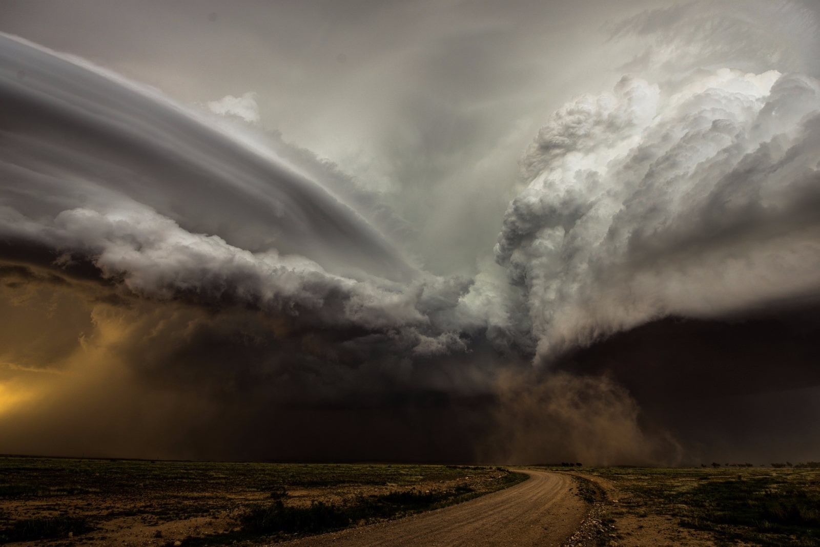 Landscape nature photography storm clouds wind dirt road Custom Gaming Mat Desk
