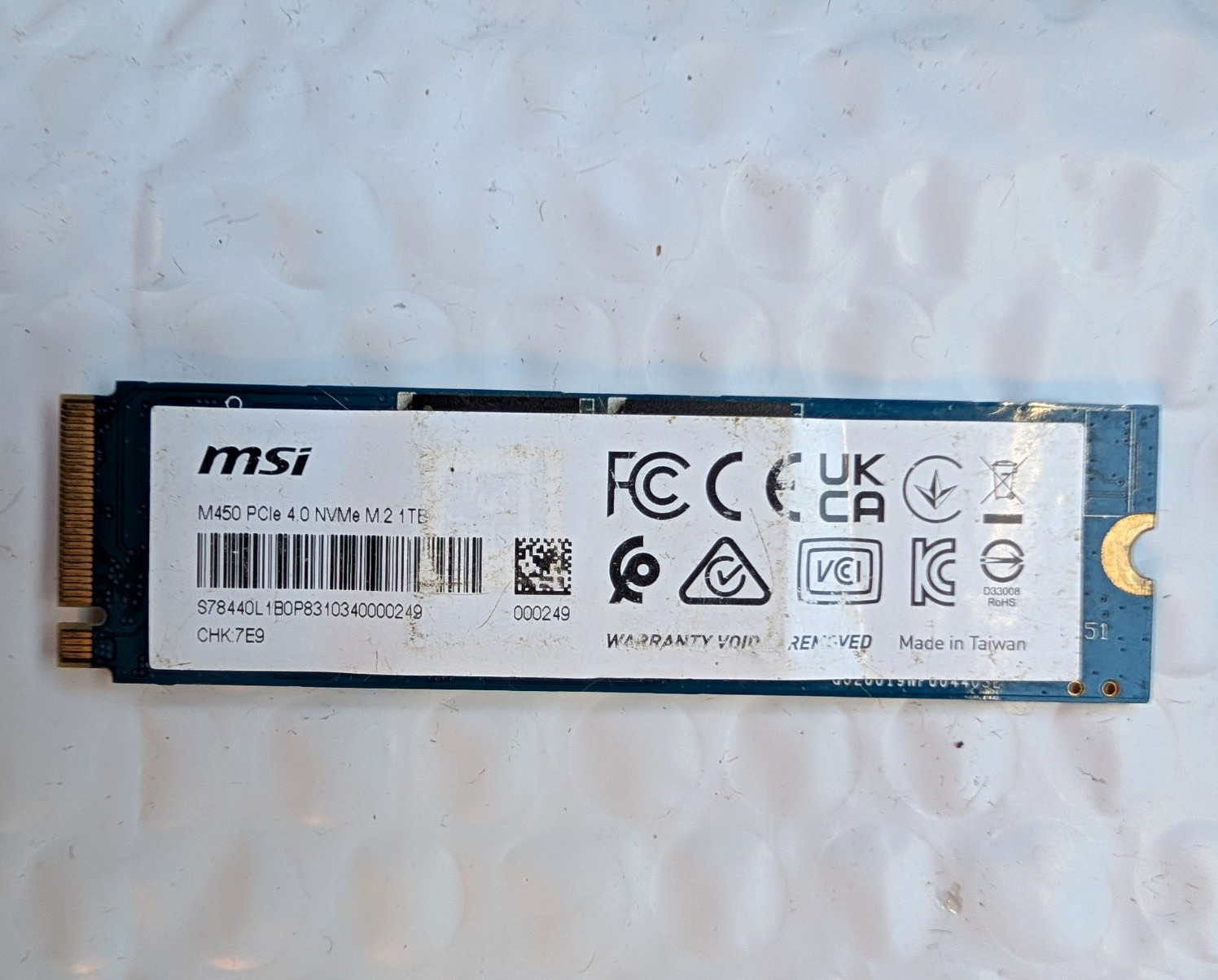 MSI Spatium M450 1TB PCIe 4.0 NVMe M.2 Internal SSD for PC/Laptop