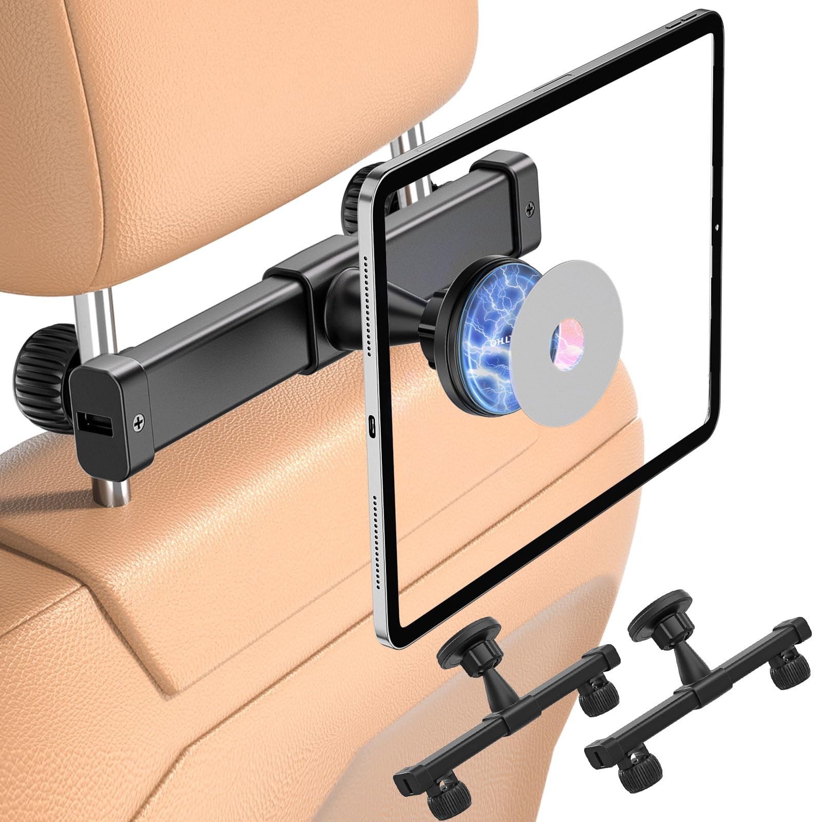 OHLPRO 2 Pack Tablet Holder for Car Headrest,Magnetic Tablet Mount for Car Ba...