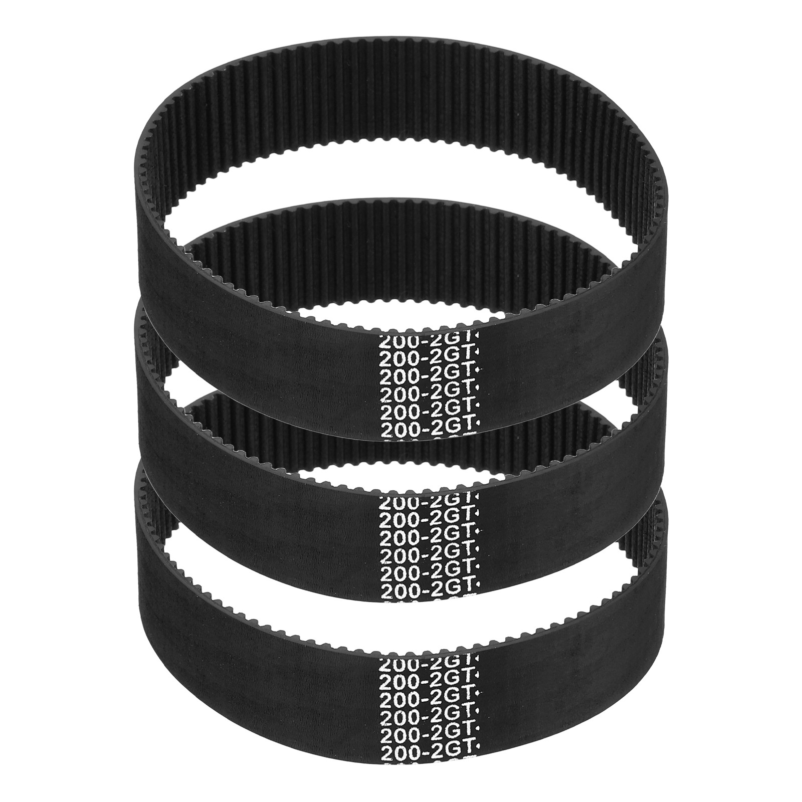 200mm GT-2 Timing Belt, 3pcs 15mm Width 2mm Pitch 3D Printing Closed Loop, Black
