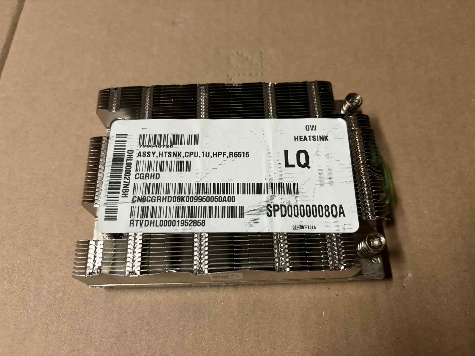 DELL EMC POWEREDGE R6515 R7515 SERVER CPU PROCESSOR HEATSINK CGRHD BBB
