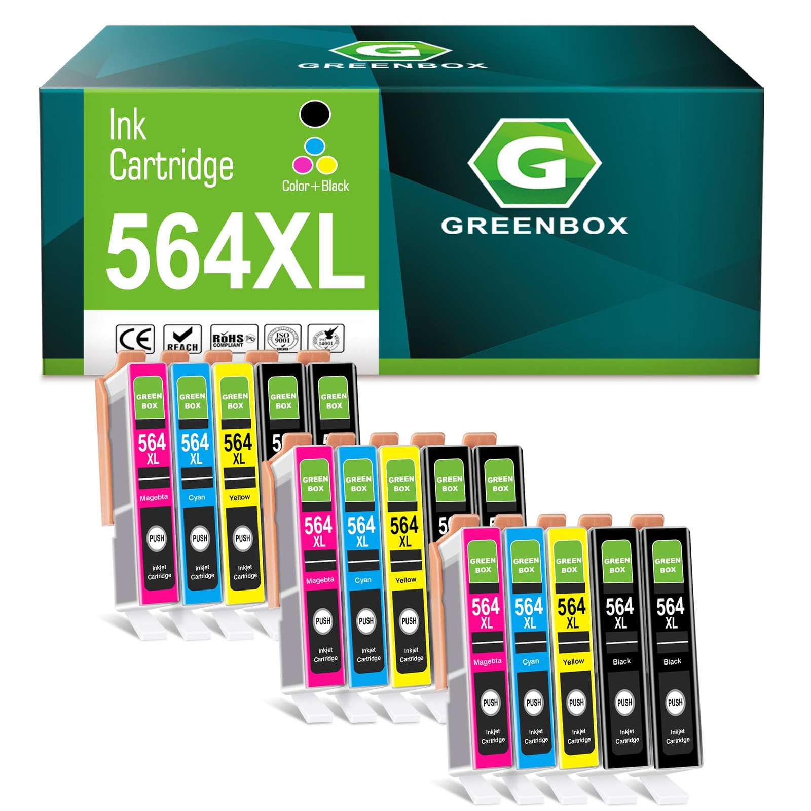 564XL Ink Cartridges for DeskJet 3520 Photosmart 5520, 15 Pack