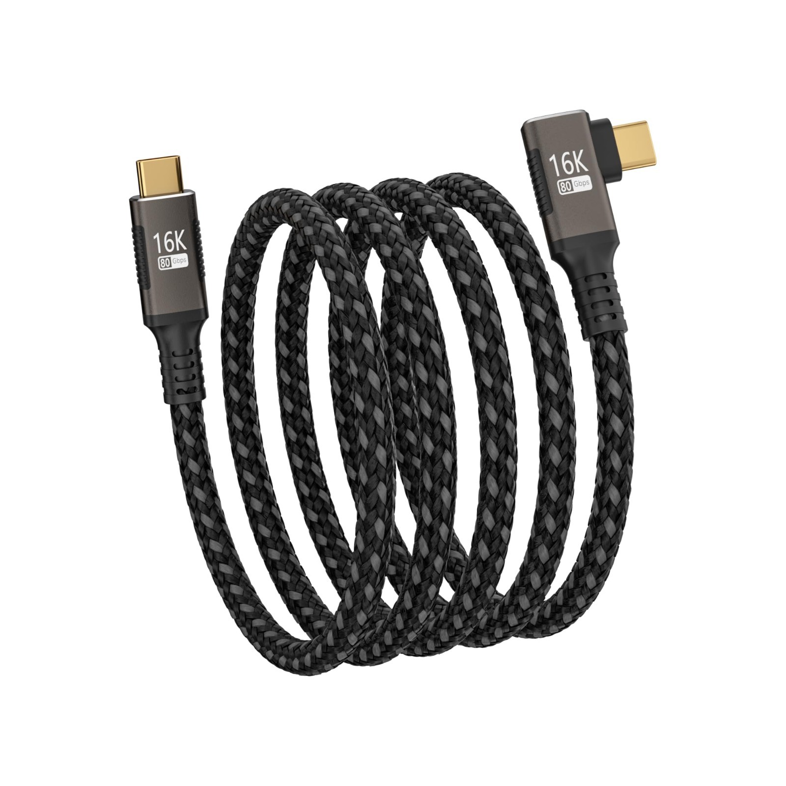 USB-C 6.6ft Right Angle Cable 240W 80Gbps Thunderbolt 5/4 16K Video