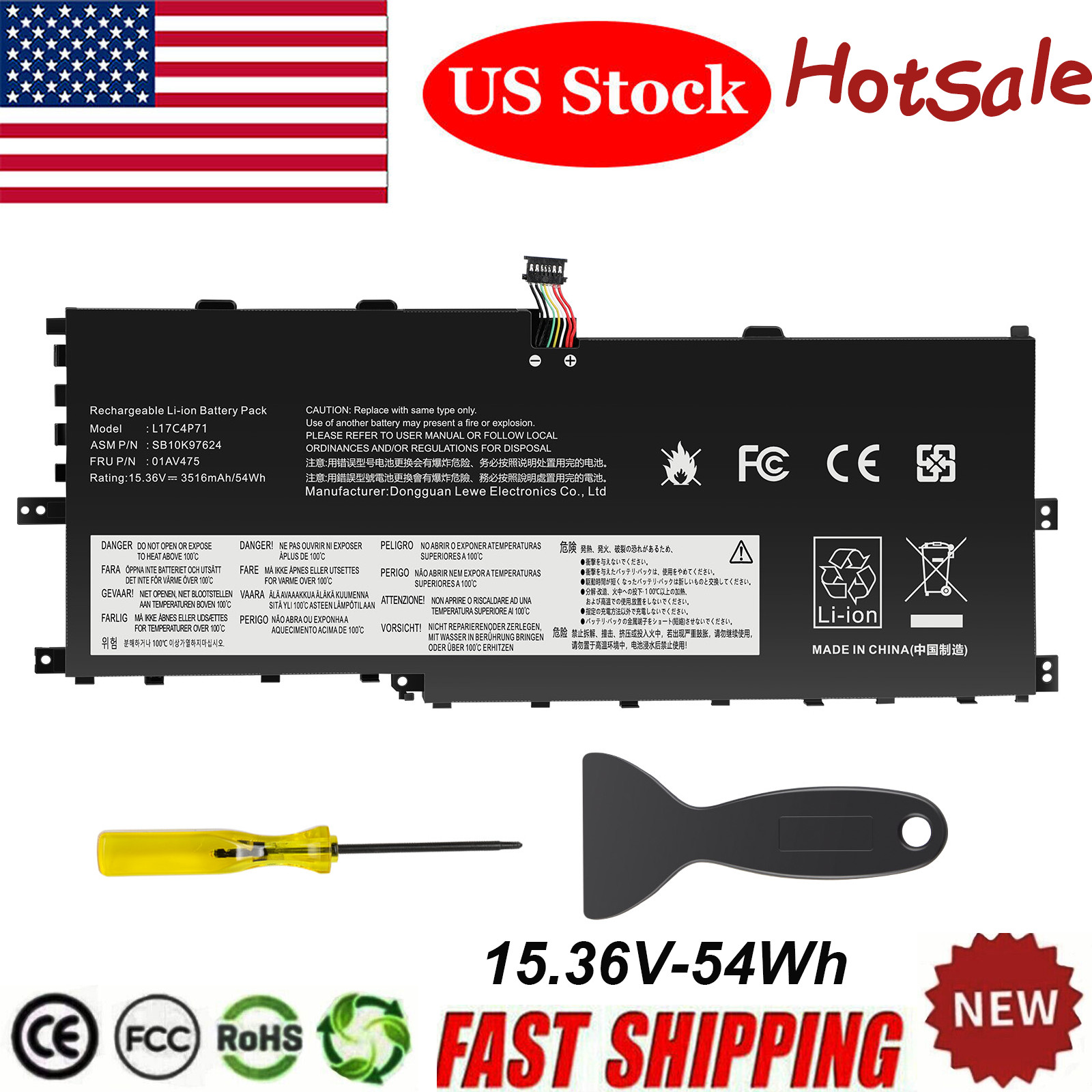 L17M4P73 L17C4P71 01AV474 Laptop Battery For Lenovo ThinkPad X1 Yoga 2018 New