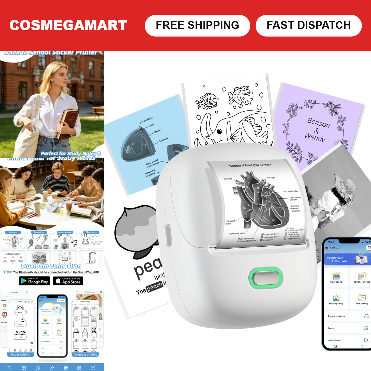 Mini Portable Sticker Maker, 300DPI Ultra-Clear Printer for Custom Labels & Deca