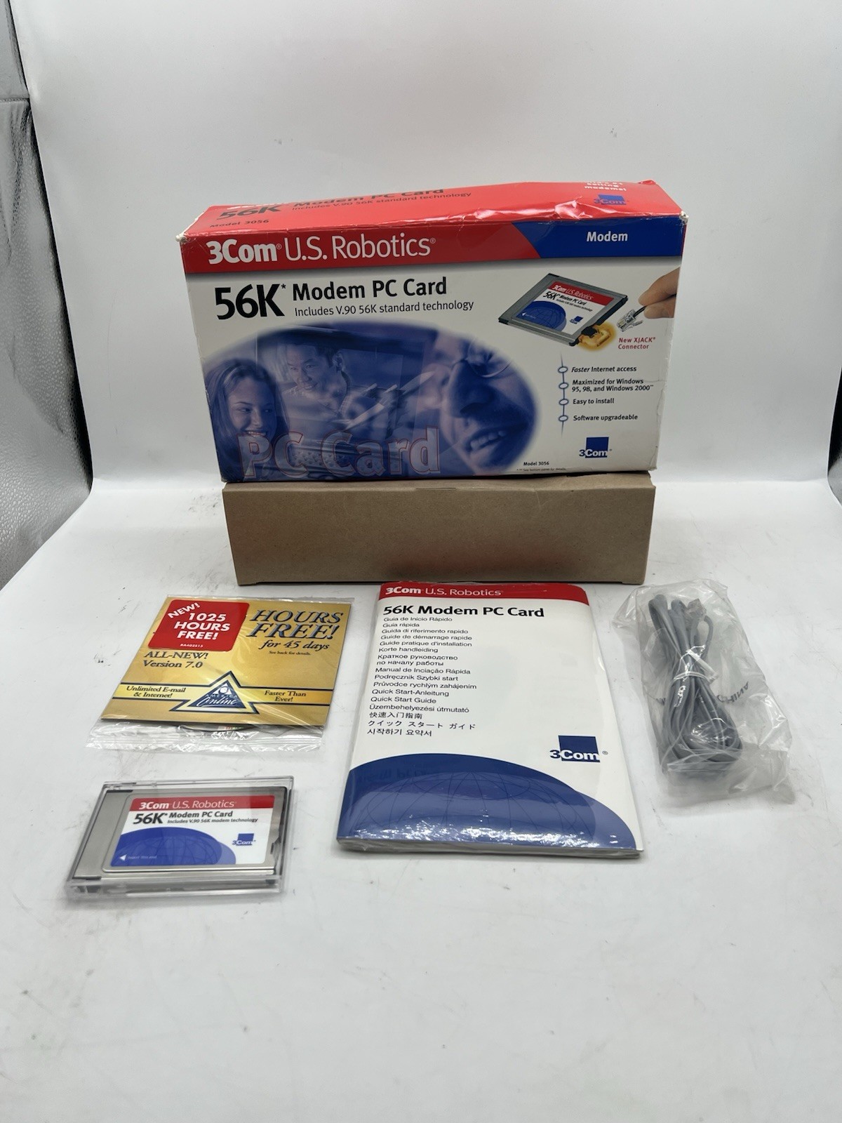 Vintage US Robotics 3COM 56k Modem Card Model 3056 Open Box Incomplete