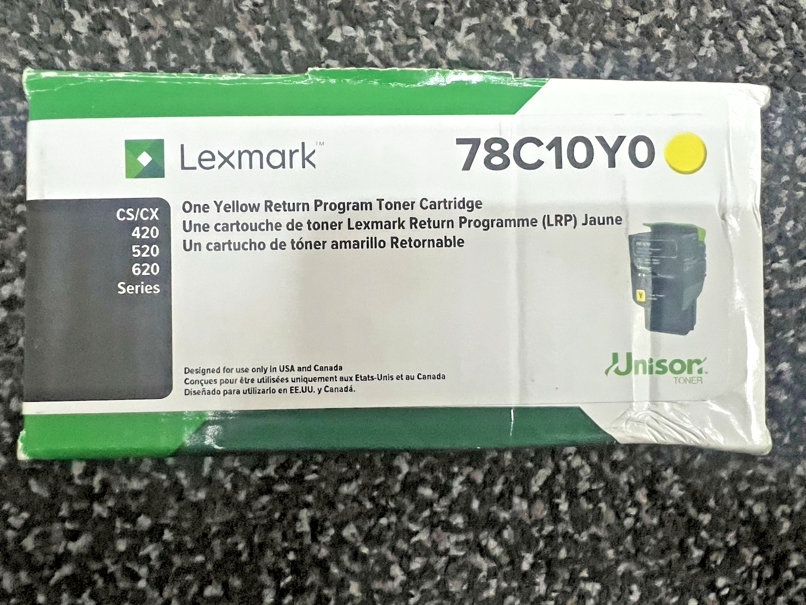 GENUINE LEXMARK 78C10Y0 YELLOW TONER cartridge  CS420 CS520 CS62  NOB FreeShip