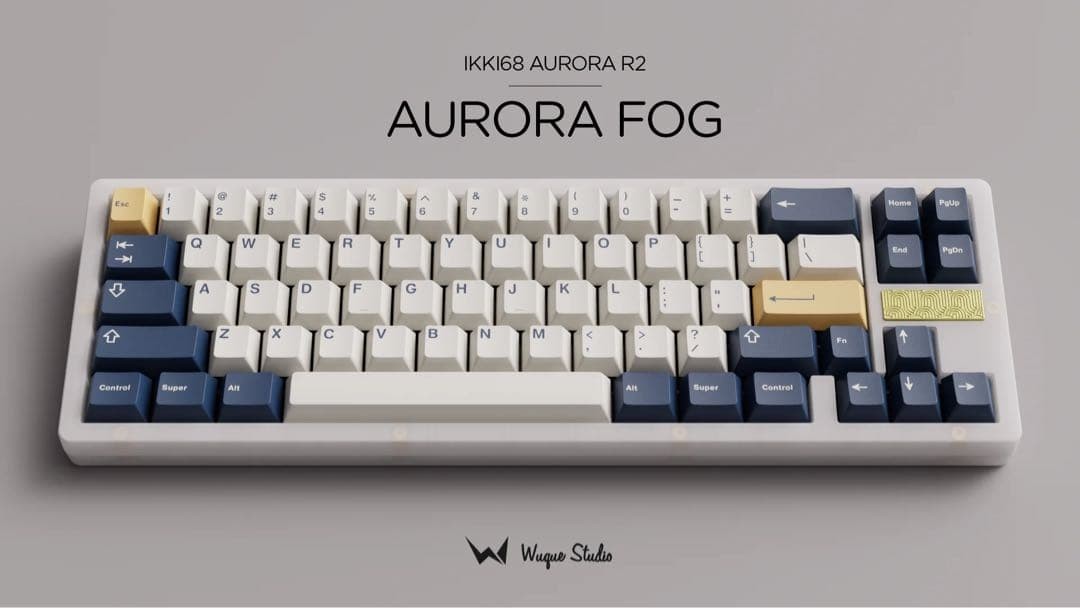 Wuque Studio Ikki68 Aurora R2 Aurora Fog Keyboard Kit Black E-white Brass