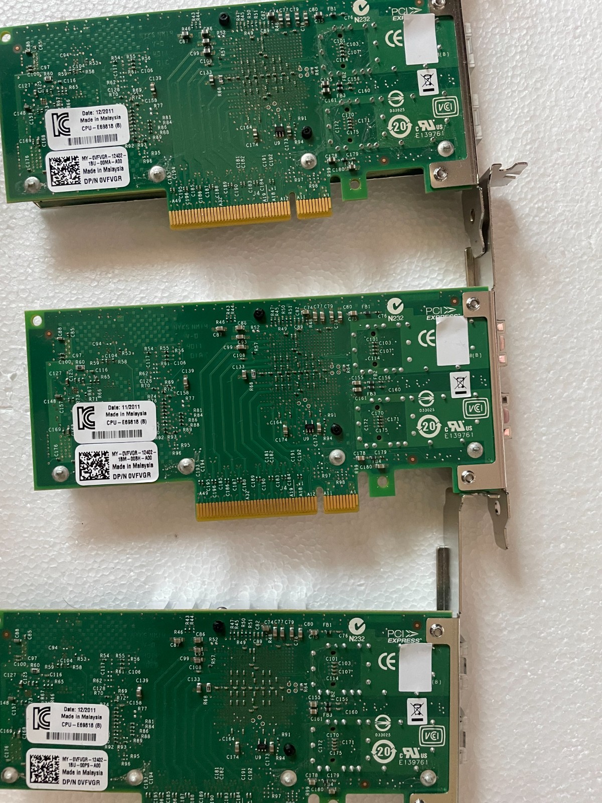 LOT OF 9 x DELL INTEL X520-DA2 DUAL PORT ADAPTER CARD 0XYT17 0U810N 0VFVGR